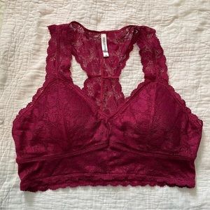 𝅺Zenana Outfitters Burgundy Lace Bralette XL New